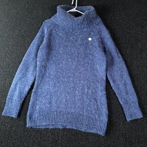 Guide Series Women L Blue Turtleneck Sweater Wool Alpaca Blend Textured Knit